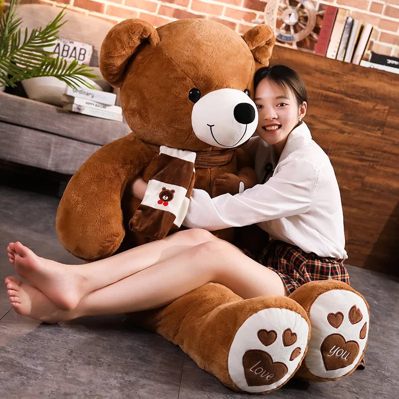 Giant Teddy Bear Plush Stuffed Animal with Scarf & Love Heart