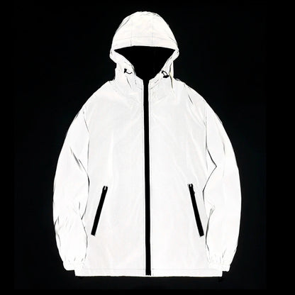Men's Reflective Windbreaker Hooded Jacket – Waterproof Hip Hop Coat