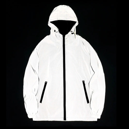 Men's Reflective Windbreaker Hooded Jacket – Waterproof Hip Hop Coat