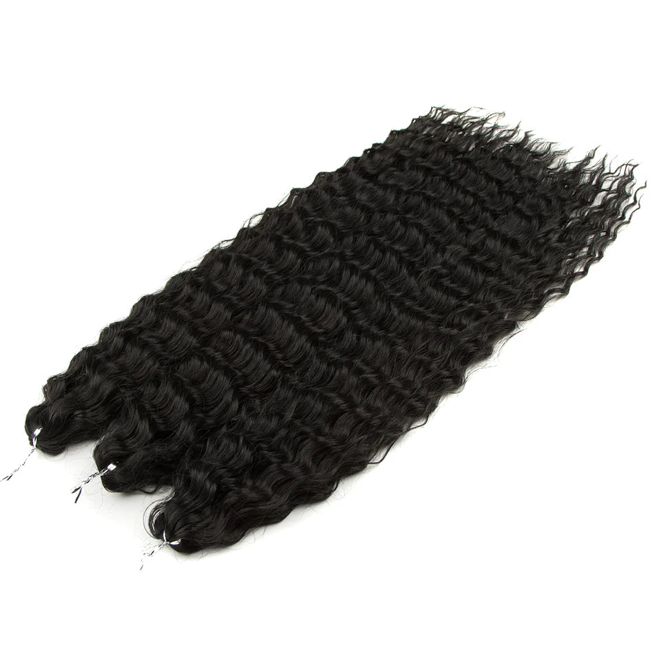 24 Inch Water Wave Crochet Braiding Hair – Synthetic Twist Curly Ombre Extensions