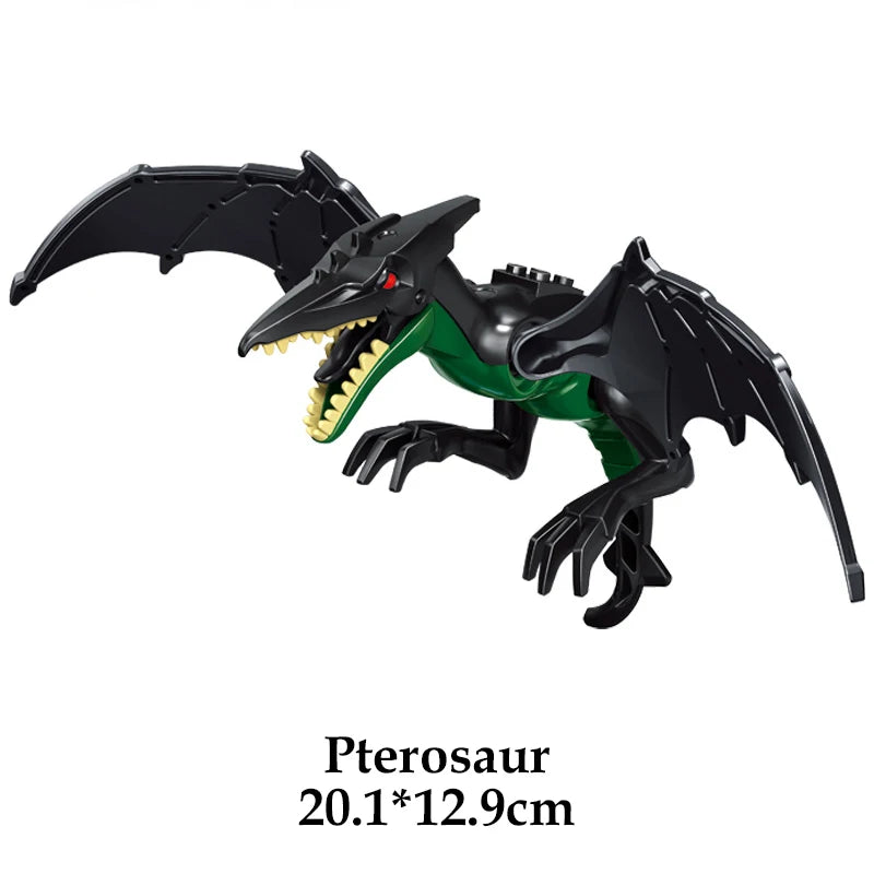 Jurassic Dinosaur Building Blocks Figures – T-Rex Raptor Triceratops MOC Models