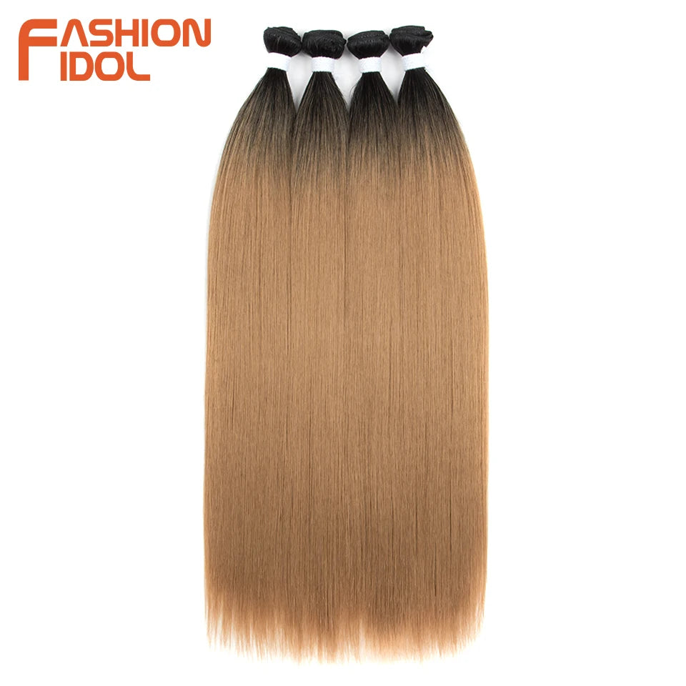 Bone Straight Synthetic Hair Extensions Bundles 24-36 Inch