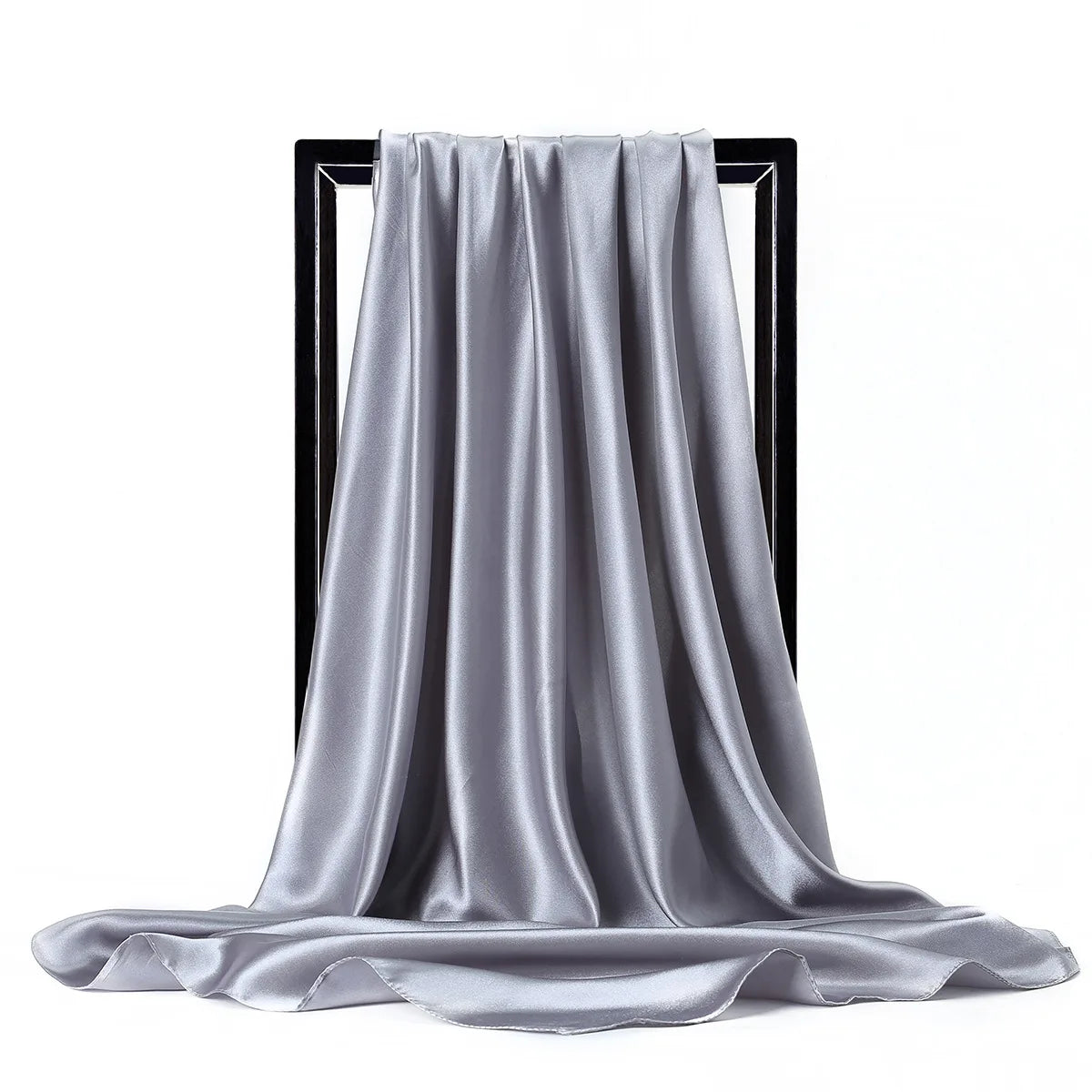 Satin Silk Scarf for Women – Solid Color Shawl & Hijab Wrap