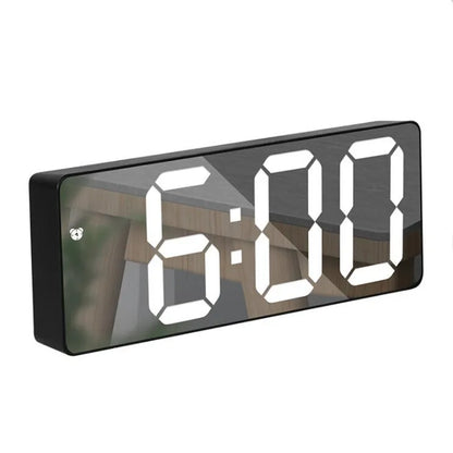 Digital LED Alarm Clock – Mirror Display, Voice Control & Snooze