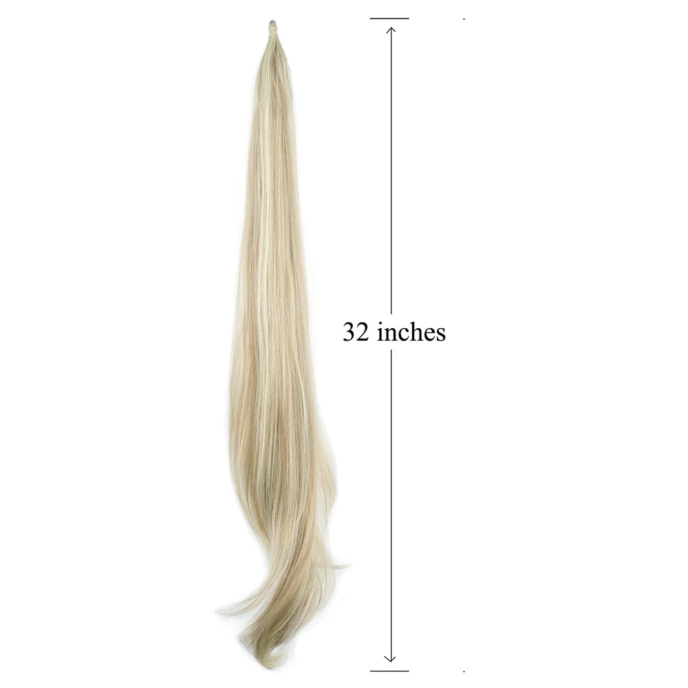 Long Layered Ponytail Synthetic Hair Extension 32 Inch Flexible Wrap-Around