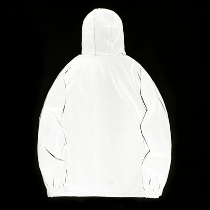 Men's Reflective Windbreaker Hooded Jacket – Waterproof Hip Hop Coat