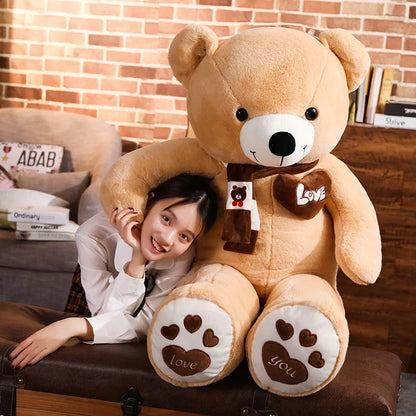 Teddy Bear Plush Toy with Scarf & Love Heart – 31.5in Stuffed Animal