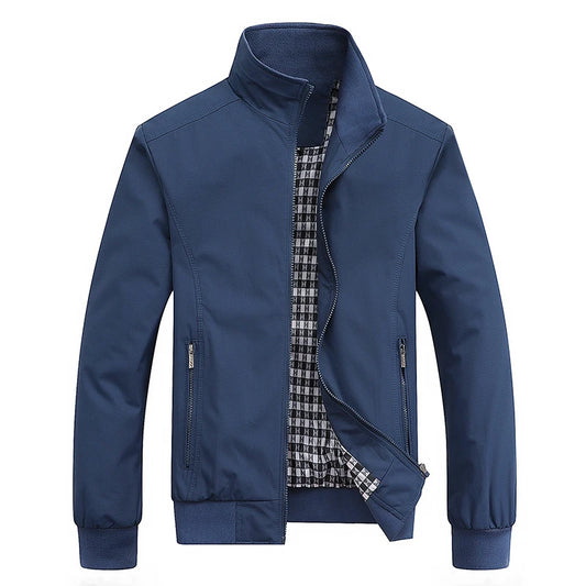 Men's Slim Fit Bomber Jacket – Casual Stand Collar Zip Coat