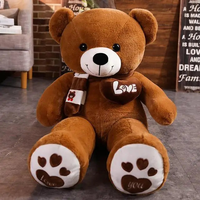 Giant Teddy Bear Plush Stuffed Animal with Scarf & Love Heart