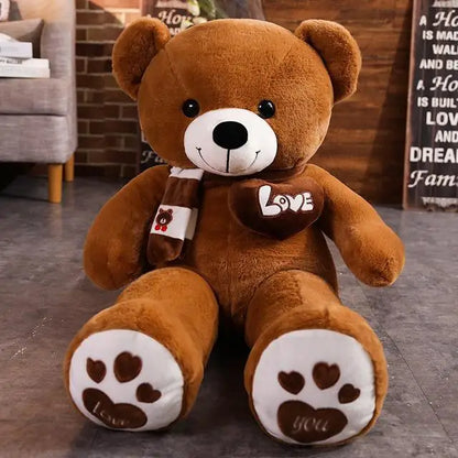 Teddy Bear Plush Toy with Scarf & Love Heart – 31.5in Stuffed Animal