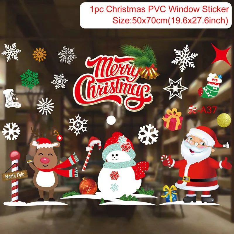 Christmas Window Wall Stickers – Festive PVC Decals