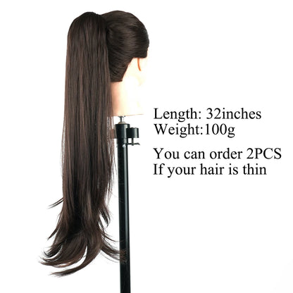 Long Layered Ponytail Synthetic Hair Extension 32 Inch Flexible Wrap-Around