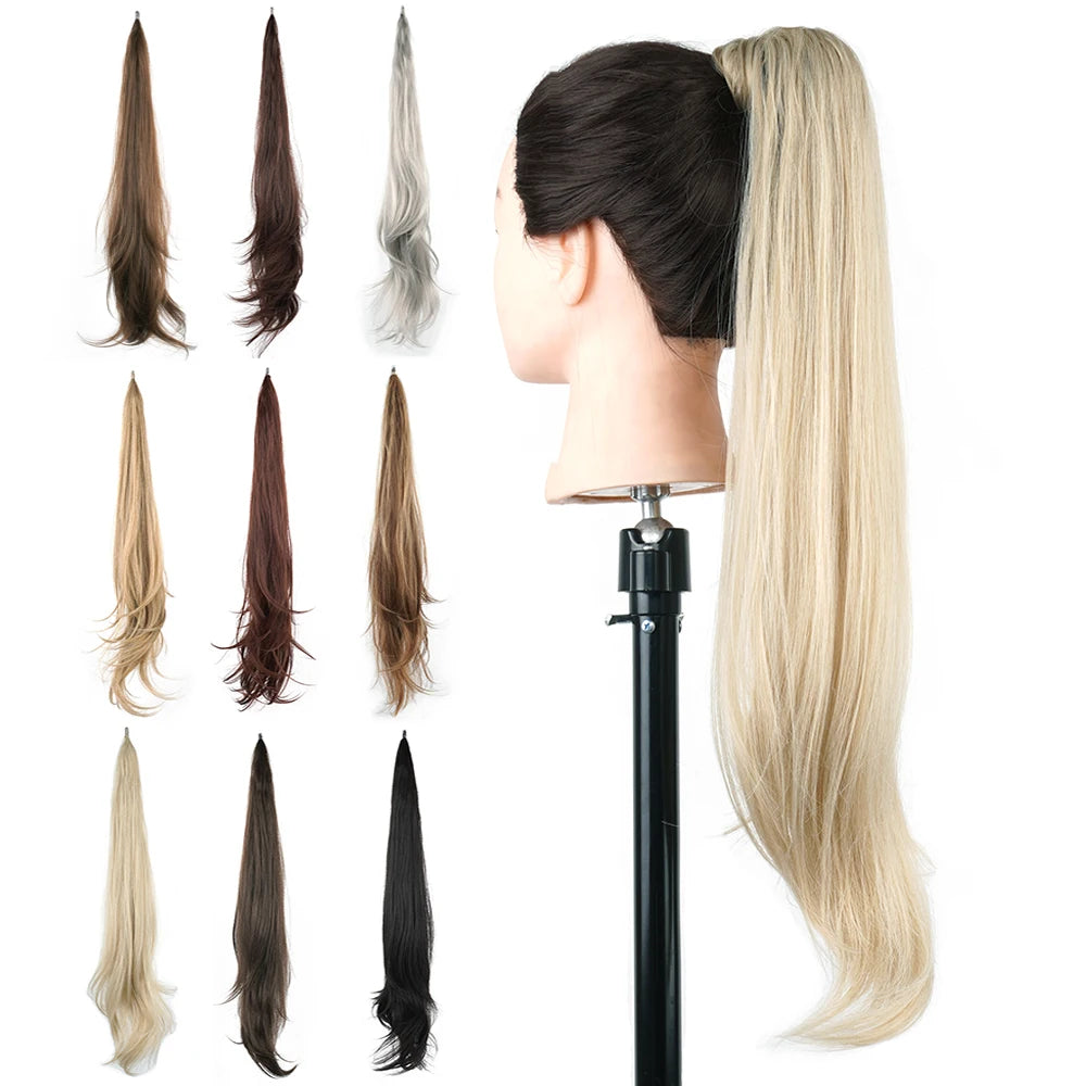 Long Layered Ponytail Synthetic Hair Extension 32 Inch Flexible Wrap-Around