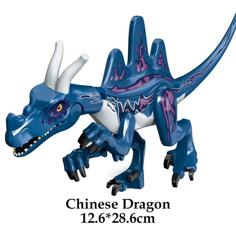 Jurassic Dinosaur Building Blocks Figures – T-Rex Raptor Triceratops MOC Models