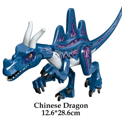 Jurassic Dinosaur Building Blocks Figures – T-Rex Raptor Triceratops MOC Models