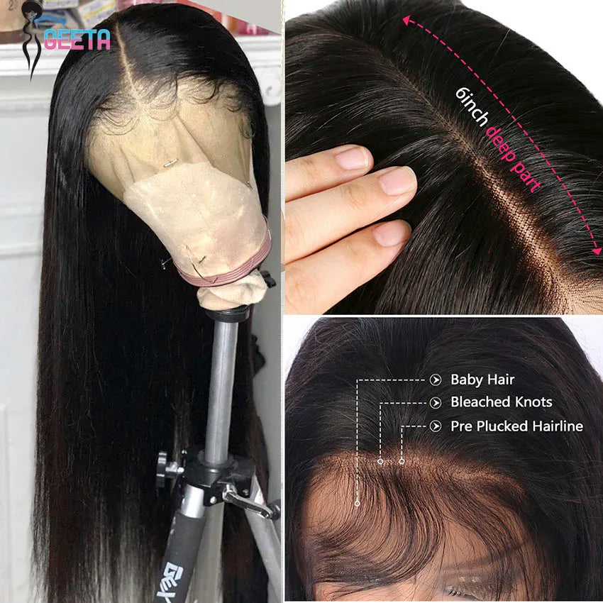 HD Lace Front Human Hair Wig – Bone Straight, 13x6 / 13x4 / 4x4