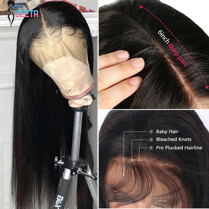 HD Lace Front Human Hair Wig – Bone Straight, 13x6 / 13x4 / 4x4