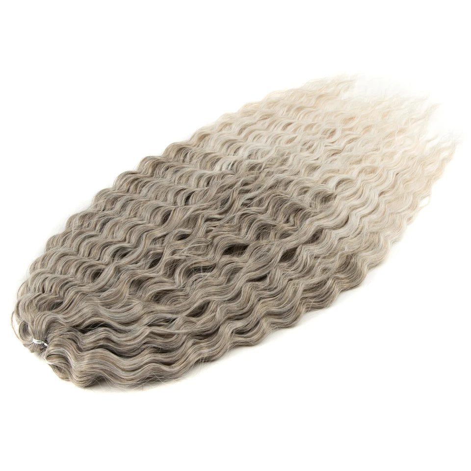 24 Inch Water Wave Crochet Braiding Hair – Synthetic Twist Curly Ombre Extensions