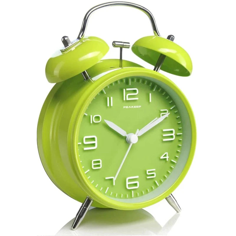 Twin Bell Alarm Clock – 4 Inch Loud Retro Desk Clock with Backlight