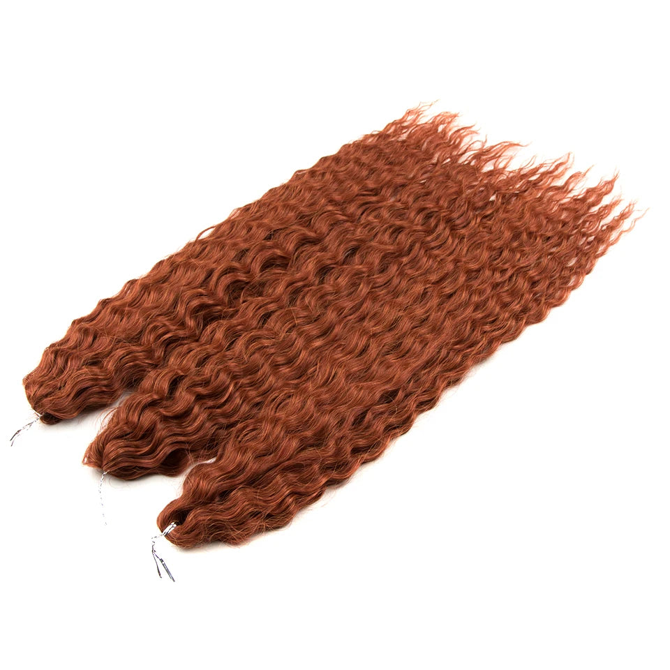 24 Inch Water Wave Crochet Braiding Hair – Synthetic Twist Curly Ombre Extensions