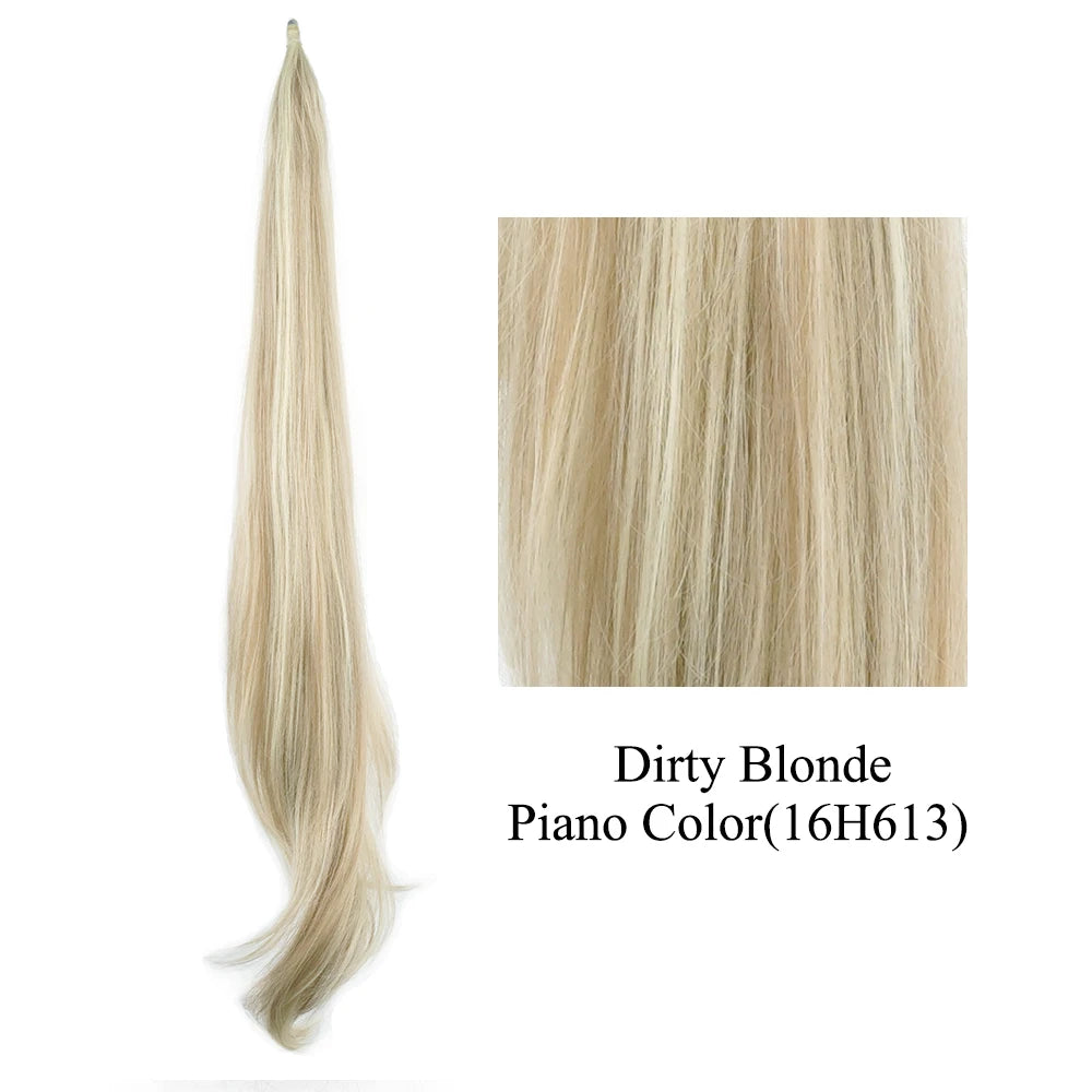 Long Layered Ponytail Synthetic Hair Extension 32 Inch Flexible Wrap-Around