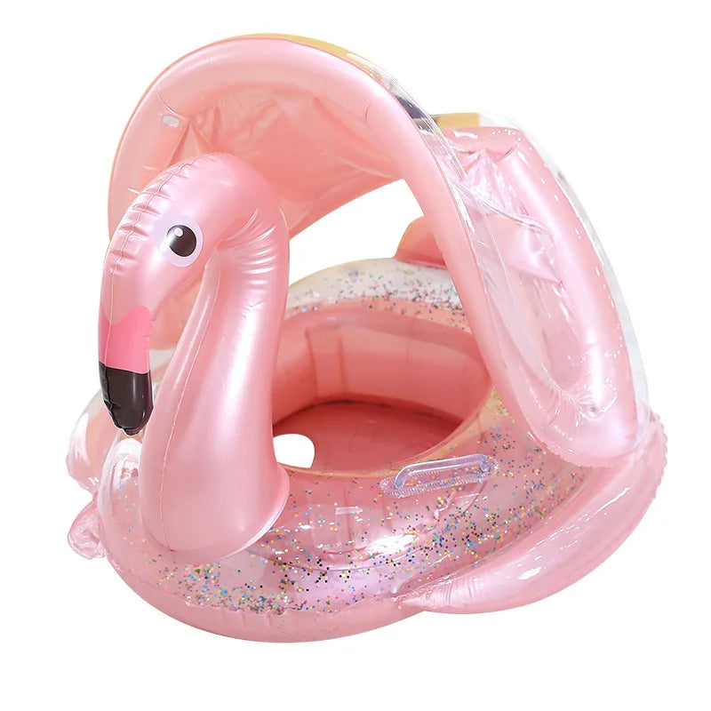 Baby Pool Float with Sunshade – Inflatable Infant Swim Ring Seat