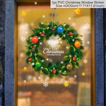 Christmas Window Wall Stickers – Festive PVC Decals