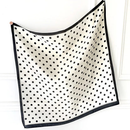 Polka Dot Silk Square Scarf – Women's Luxury Satin Neckerchief & Hair Tie