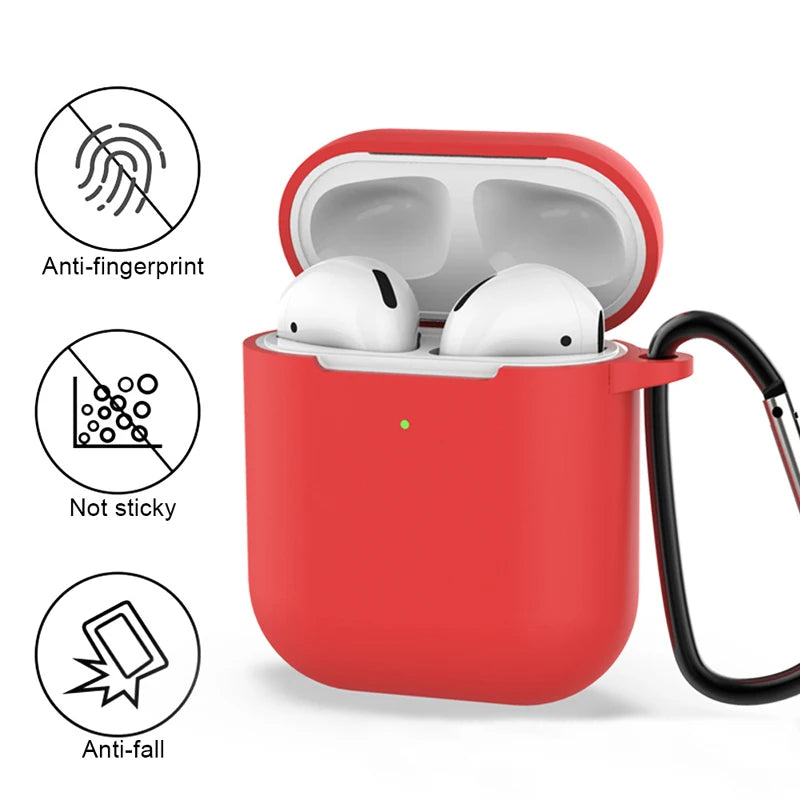 Silicone AirPods Case with Carabiner Clip – Shockproof Cover