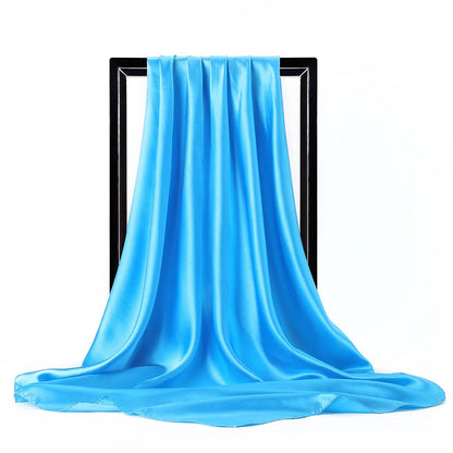 Satin Silk Scarf for Women – Solid Color Shawl & Hijab Wrap
