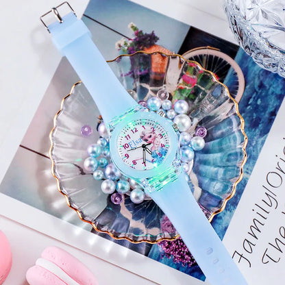 Kids Light-Up Watch Disney Frozen Elsa Girls Silicone Strap
