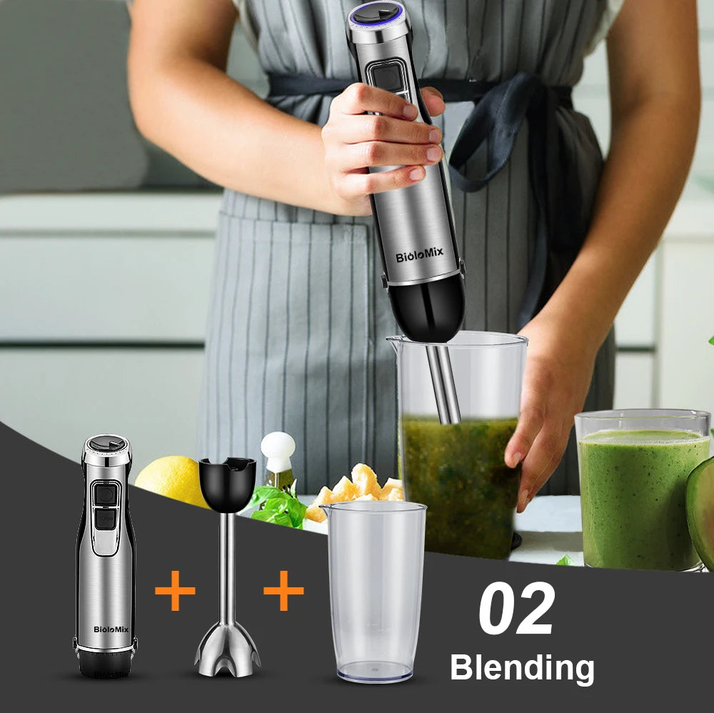 Immersion Hand Blender 1200W 4-in-1 with Chopper & Smoothie Cup