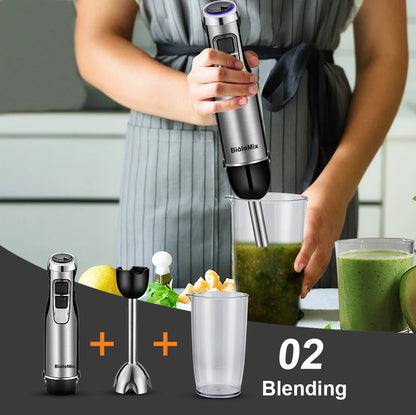 Immersion Hand Blender 1200W 4-in-1 with Chopper & Smoothie Cup