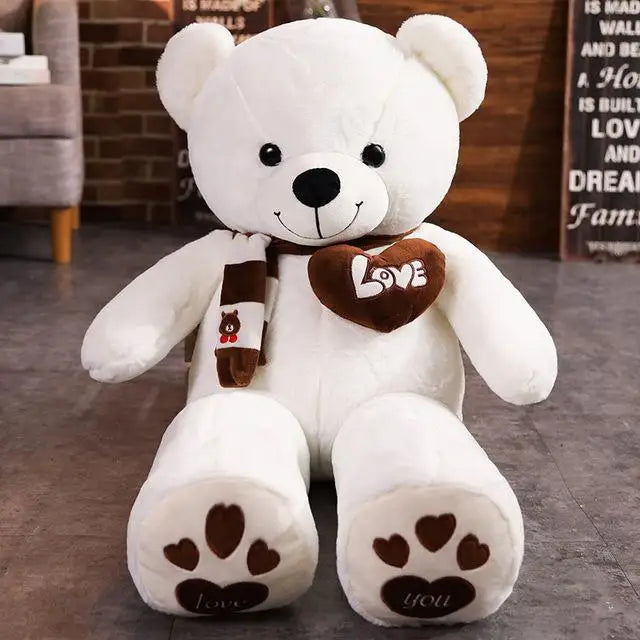 Teddy Bear Plush Toy with Scarf & Love Heart – 31.5in Stuffed Animal