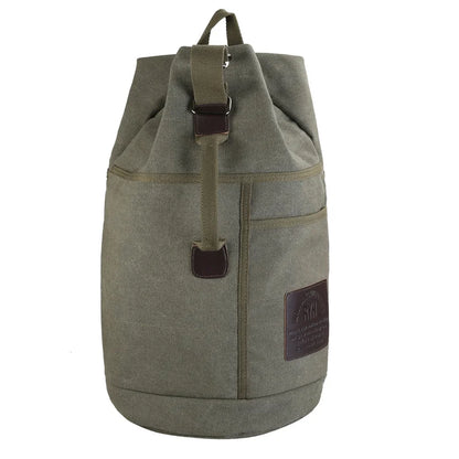 Large Canvas Bucket Backpack for Travel & Hiking