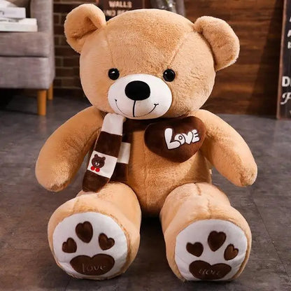 Teddy Bear Plush Toy with Scarf & Love Heart – 31.5in Stuffed Animal