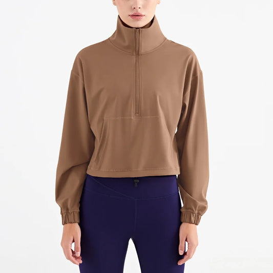 Women's Half-Zip Oversized Yoga Sweatshirt with Pockets