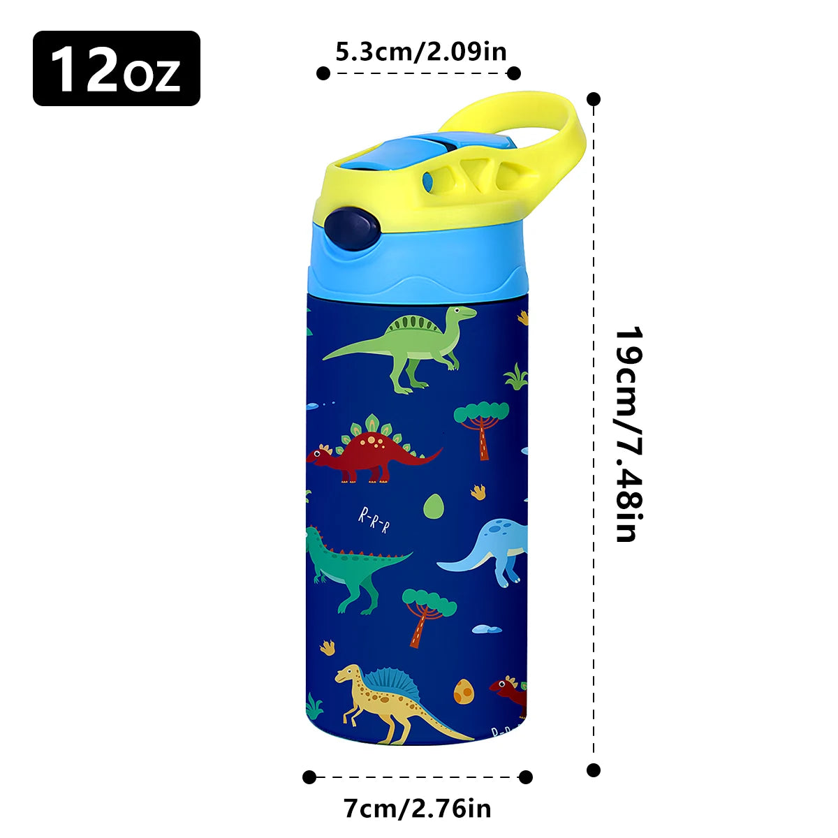 Kids Cartoon Insulated Water Bottle with Straw – 12oz Stainless Steel