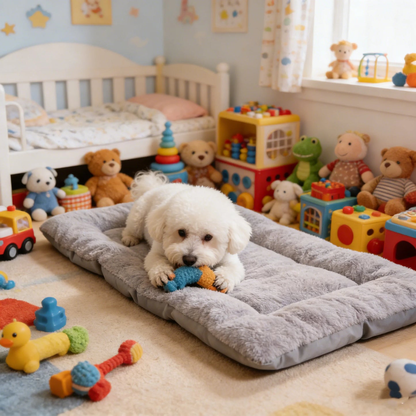 Plush Dog Bed Mat – Thickened Soft Polyester Crate Pad, S/M/L