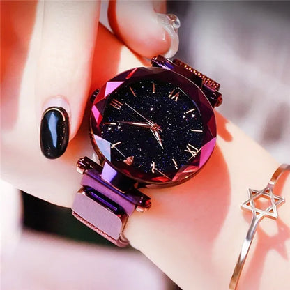 Starry Sky Women's Quartz Watch – Magnetic Mesh Band