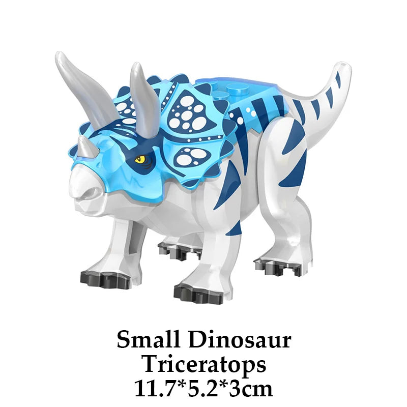 Jurassic Dinosaur Building Blocks Figures – T-Rex Raptor Triceratops MOC Models