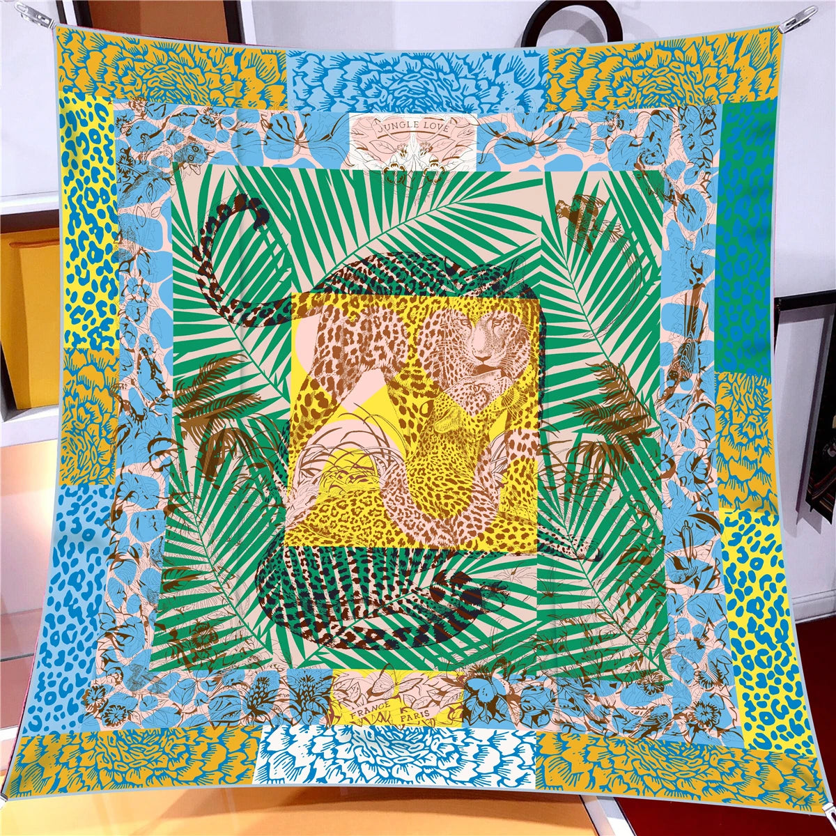 Women's Luxury Silk Square Scarf – 90cm Twill Print Bandana Shawl