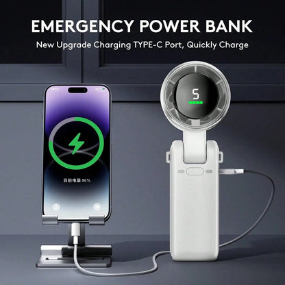 Portable Handheld Fan – 5-Speed LED Display, Battery Operated