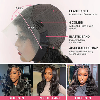 Body Wave Lace Front Wig Human Hair – 13x4 & 13x6, 180%-220% Density