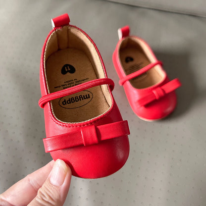 Baby Girls Leather Mary Jane Shoes – Anti-Slip Toddler First Walkers