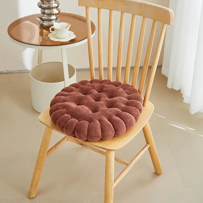 Biscuit Plush Chair Seat Cushion – Soft Tufted Seat Pad