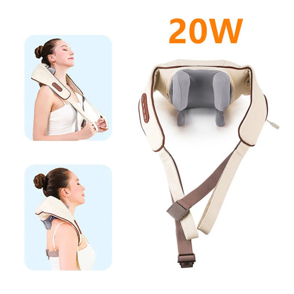 Neck & Shoulder Massager Shawl – 26W Wireless Kneading Massage Wrap