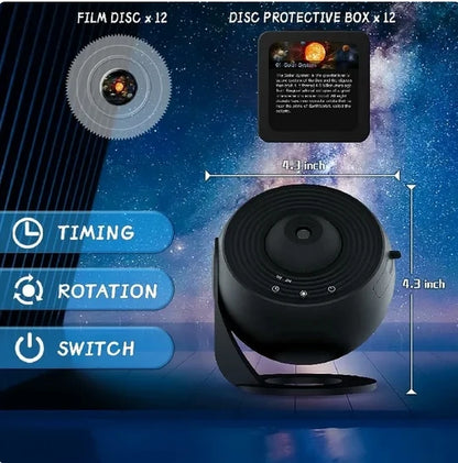 Galaxy Projector Night Light – 360° Rotating Planetarium Lamp with 12 Film Discs