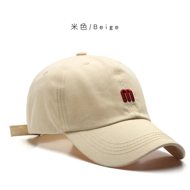 Cotton Baseball Cap with Letter M Embroidery – Unisex Snapback