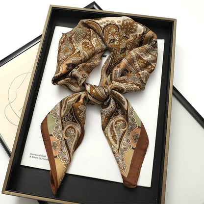 Silk Feel Square Scarf for Women – Satin Hair Wrap & Foulard Shawl